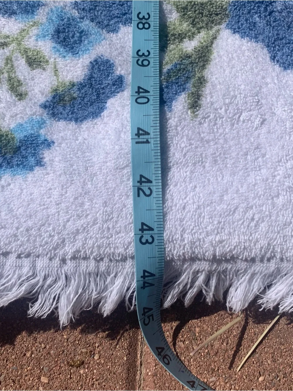 Vintage 70s Blue Roses Towel Mod Grandmacore